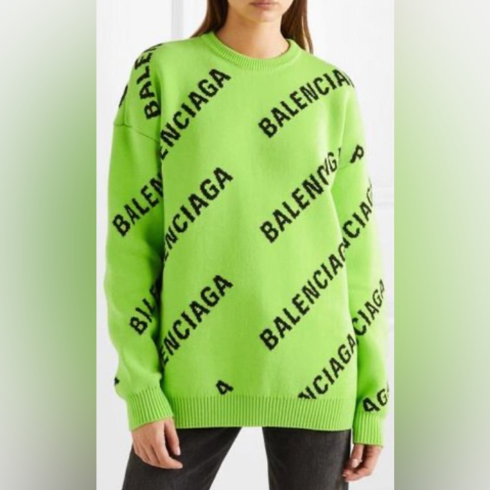 Balenciaga All-Over Logo Crewneck Sweater